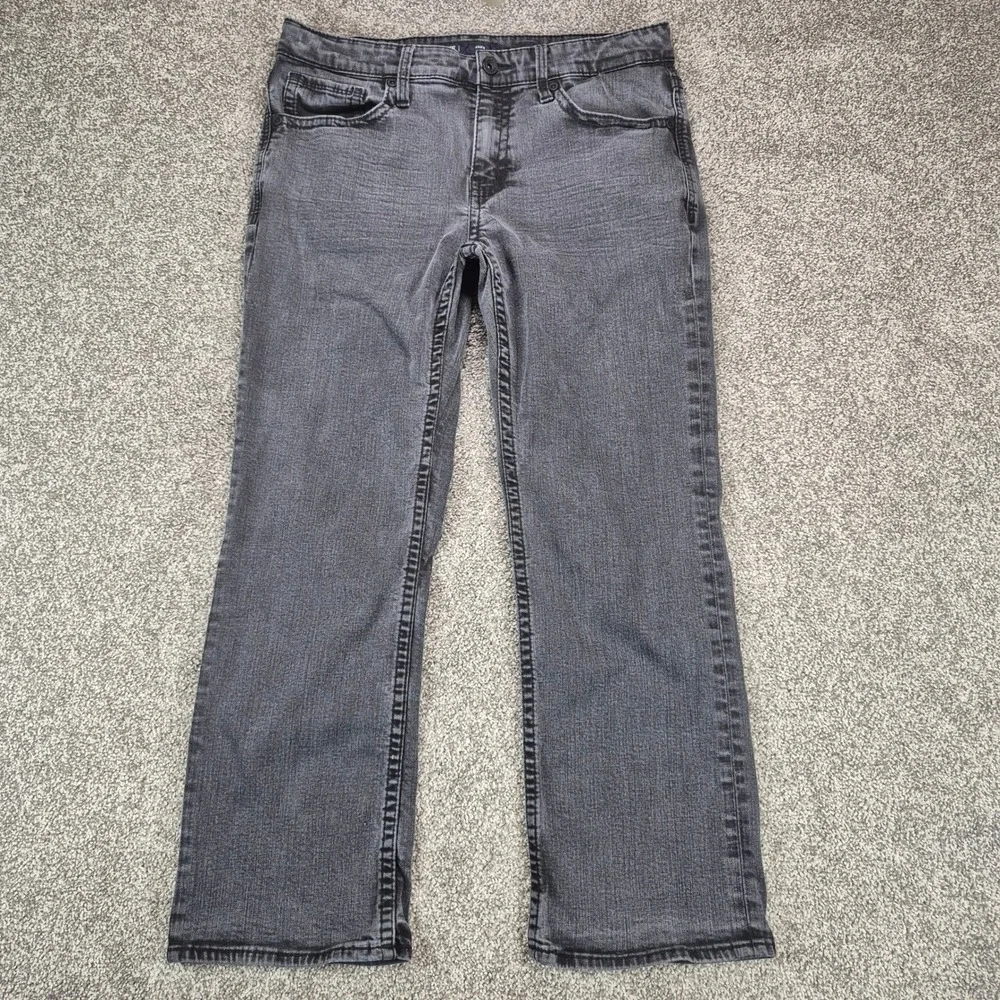 BKE Jake Bootcut Jeans Mens 34x30 Black Washed Stretch Denim